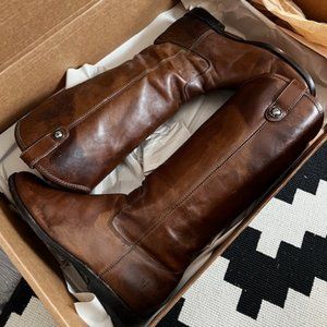 Distressed Frye Melissa Button Boots